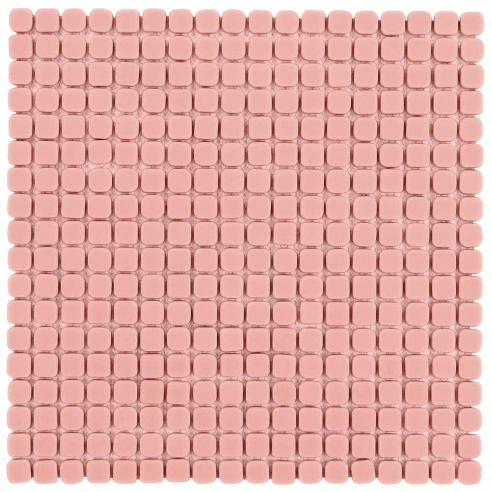 Nova Pink 4 in. x 0.23 in. Mini Square Frosted Glass Mosaic Floor and Wall Tile Sample price history on PriceWatchPro