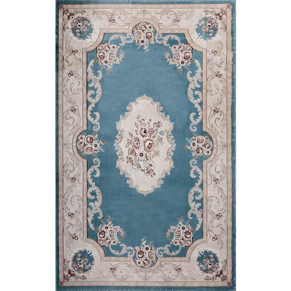 Rugs America Century Aubusson Blue 5 ft. x 8 ft. Area Rug