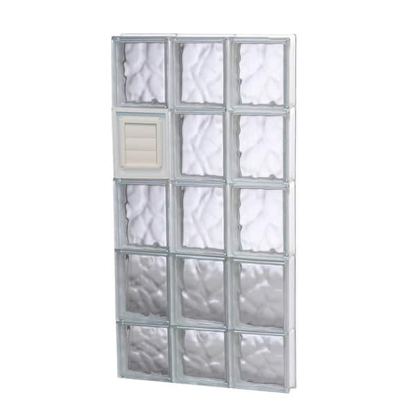 Clearly Secure 17.25 in. x 36.75 in. x 3.125 in. Frameless Wave Pattern Glass Block Window with Dryer Vent