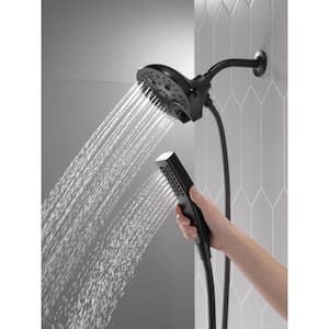 In2ition 5-Spray Patterns 1.75 GPM 6.25 in. Wall Mount Dual Shower Heads in Matte Black
