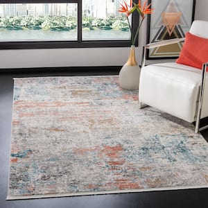 Shivan Gray/Pink 3 ft. x 5 ft. Distressed Abstract Area Rug