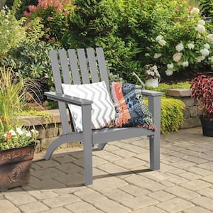 Gray Wood Adirondack Chair Lounge Armrest Garden Deck