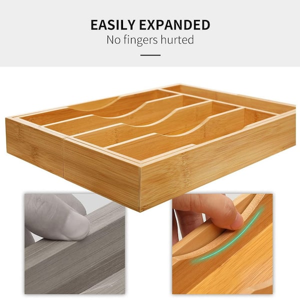 Numhew Bamboo Wood 13.97 in. x 10.04 in. x 1.97 in. Adjustable