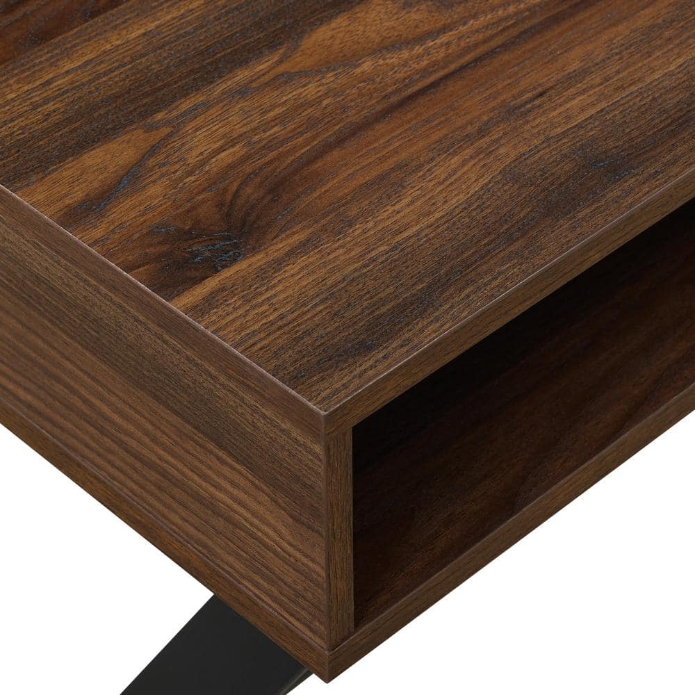 Beth 42" Dark Walnut and Glass Computer Desk
