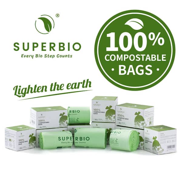 13 Gallon Compostable Handle Tie Heavy Duty Garbage Bags, 30 Count, 2-Pack