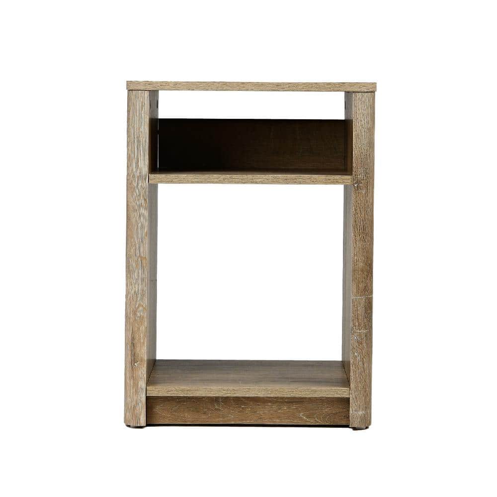 Coastal Oak Modern Farmhouse Nightstand with Storage Compartments
