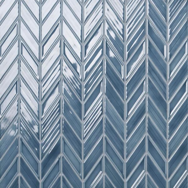 Ivy Hill Tile Medley Chevron Coastal Blue 11.22 in. x 11.81 in. Glossy Ceramic Mosaic Wall Tile (0.92 sq. ft./Each)