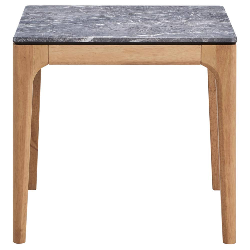 Polaris Square End Table with Faux Marble Top and Light Oak Base