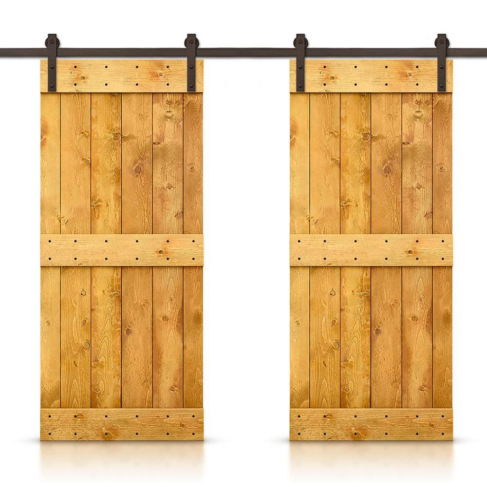 72 in. x 84 in. Mid-Bar Series Colonial Maple Stained DIY Solid Wood Interior Double Sliding Barn Door With Hardware Kit price history on PriceWatchPro