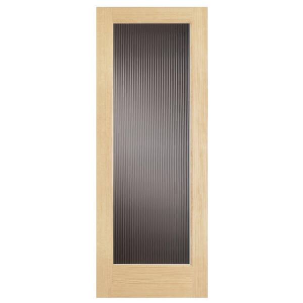 Steves & Sons 24 in. x 80 in. Modern Full Lite Solid Core Pine Reed Glass Interior Door Slab