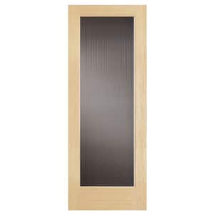 36 in. x 80 in. Modern Full Lite Solid Core Pine Reed Glass Interior Door Slab