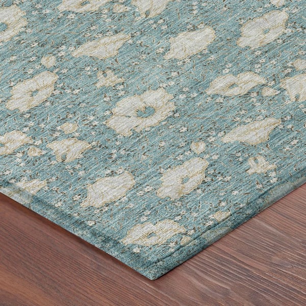 Chantille Machine Washable Indoor/Outdoor Abstract ACN2792 Teal 3 ft. x 5 ft. Area Rug