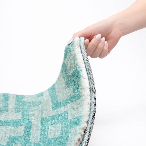Dream Shag Premium Machine Washable Abstract ADS110 Turquoise 9 ft. x 12 ft. Area Rug
