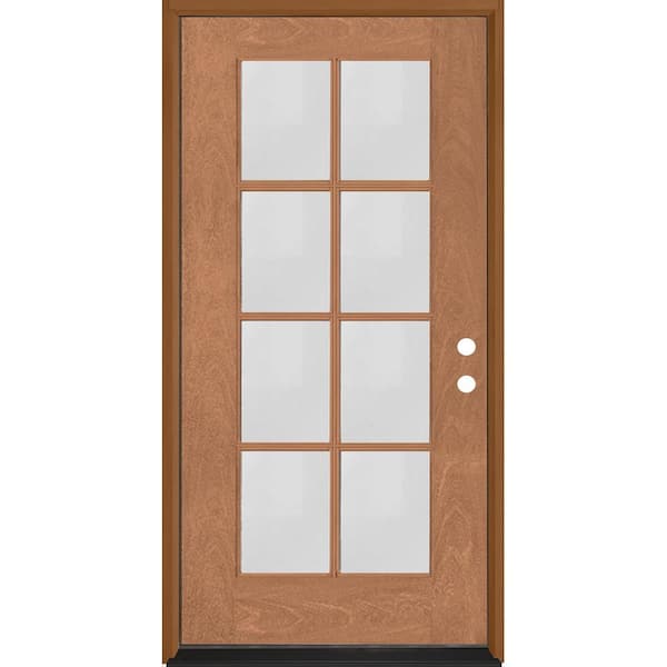 Steves & Sons Regency 36 in. x 80 in. Full 8-Lite Clear Glass Left-Hand/Inswing Autumn Wheat Stained Fiberglass Prehung Front Door
