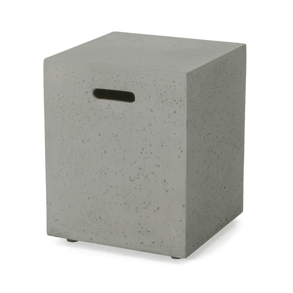 Outdoor Lightweight Concrete Tank Holder Side Table Light Gray for Patios B
