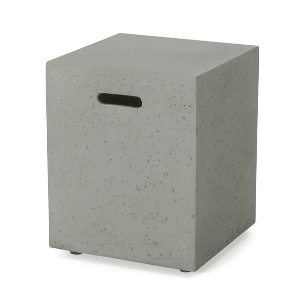 Unbranded Outdoor Lightweight Concrete Tank Holder Side Table Light Gray for Patios Backyards Porches Gardens