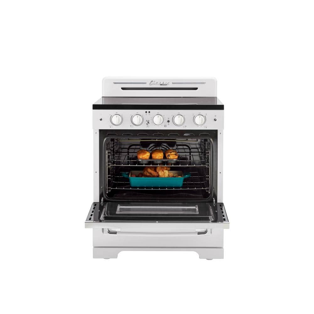 Marshmallow White 30" Retro Freestanding Electric Convection Range