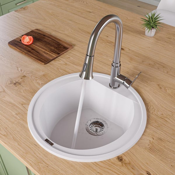 ALFI BRAND Drop-In Granite Composite 20 in. 1-Hole Single Bowl Kitchen Sink in White