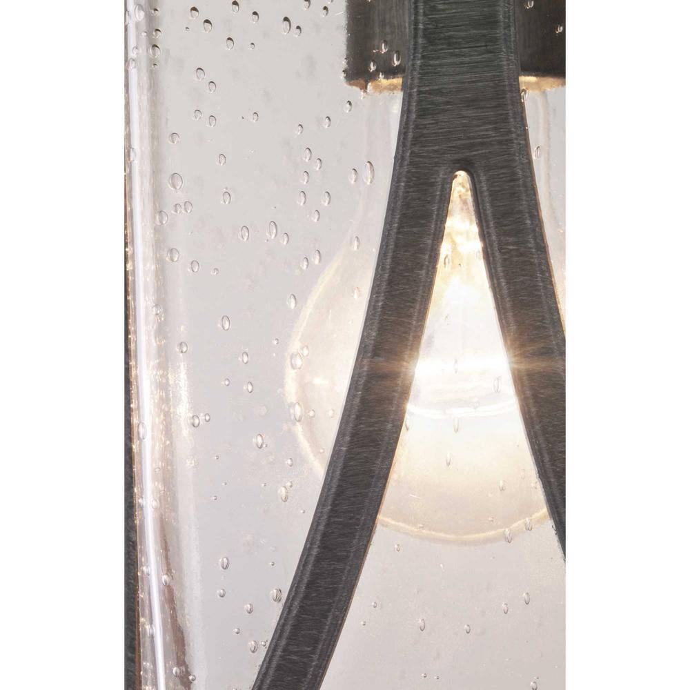 Antique Pewter Outdoor Lantern with Clear Seeded Glass Shade