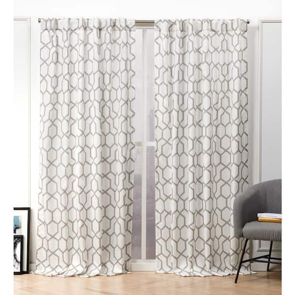 Nicole Miller New York Hexa Natural Geometric Polyester 54 In W X 108 L Tab Top Light Filtering Curtain Panel Set Of 2, Nicole Miller Curtains 108