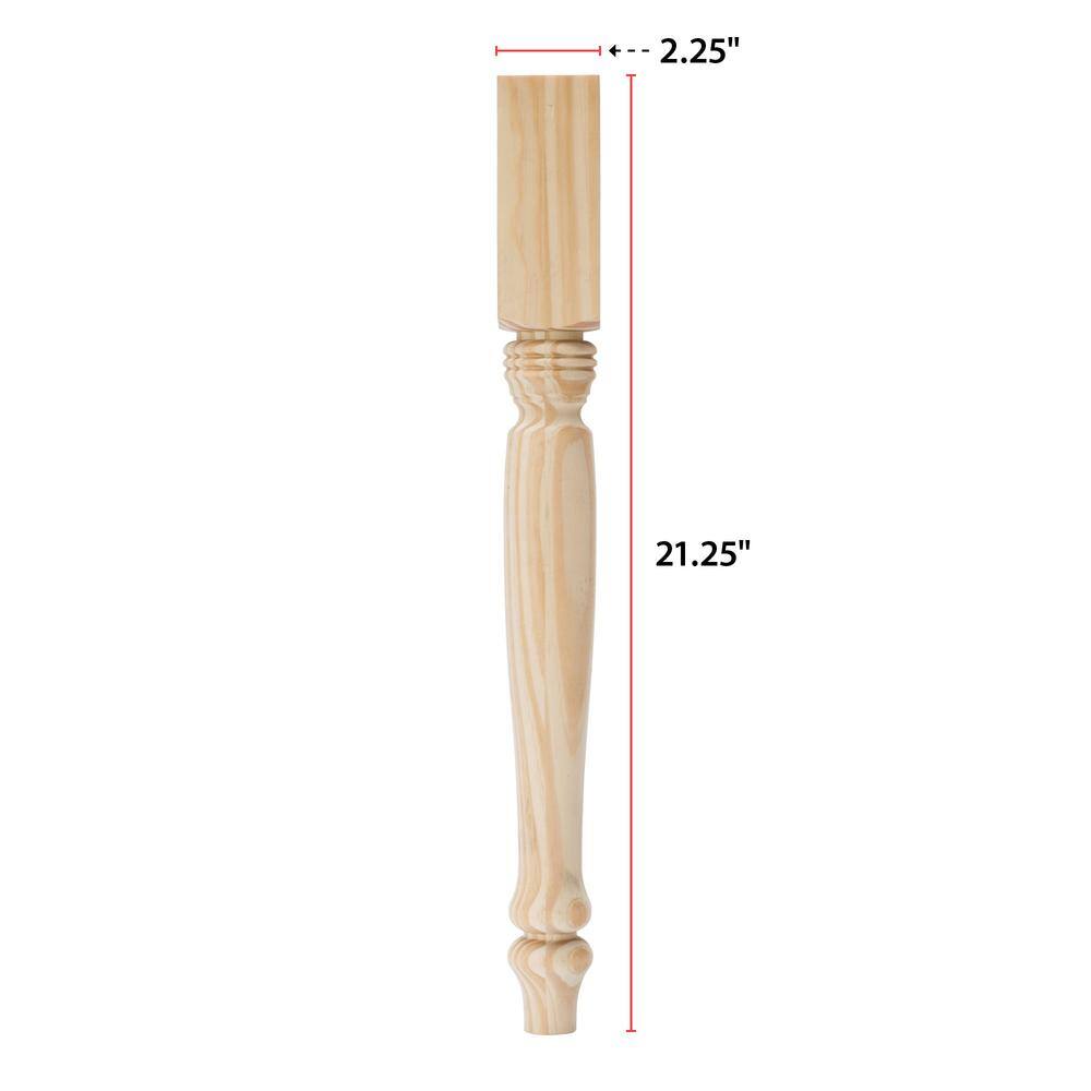 21.25" Unfinished Pine Country Style Coffee Table Legs
