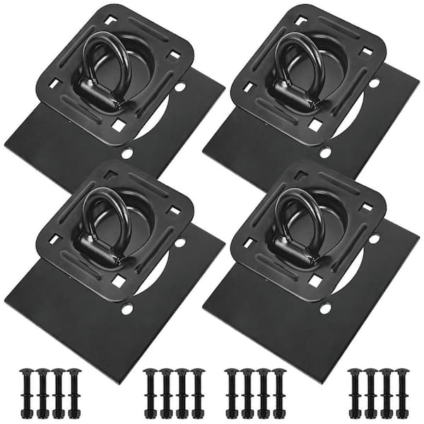 4-Pack Heavy Duty Steel Recessed D Ring Tie Down Anchors with 6000 lbs. Break Strength for Trailer Cargo Security