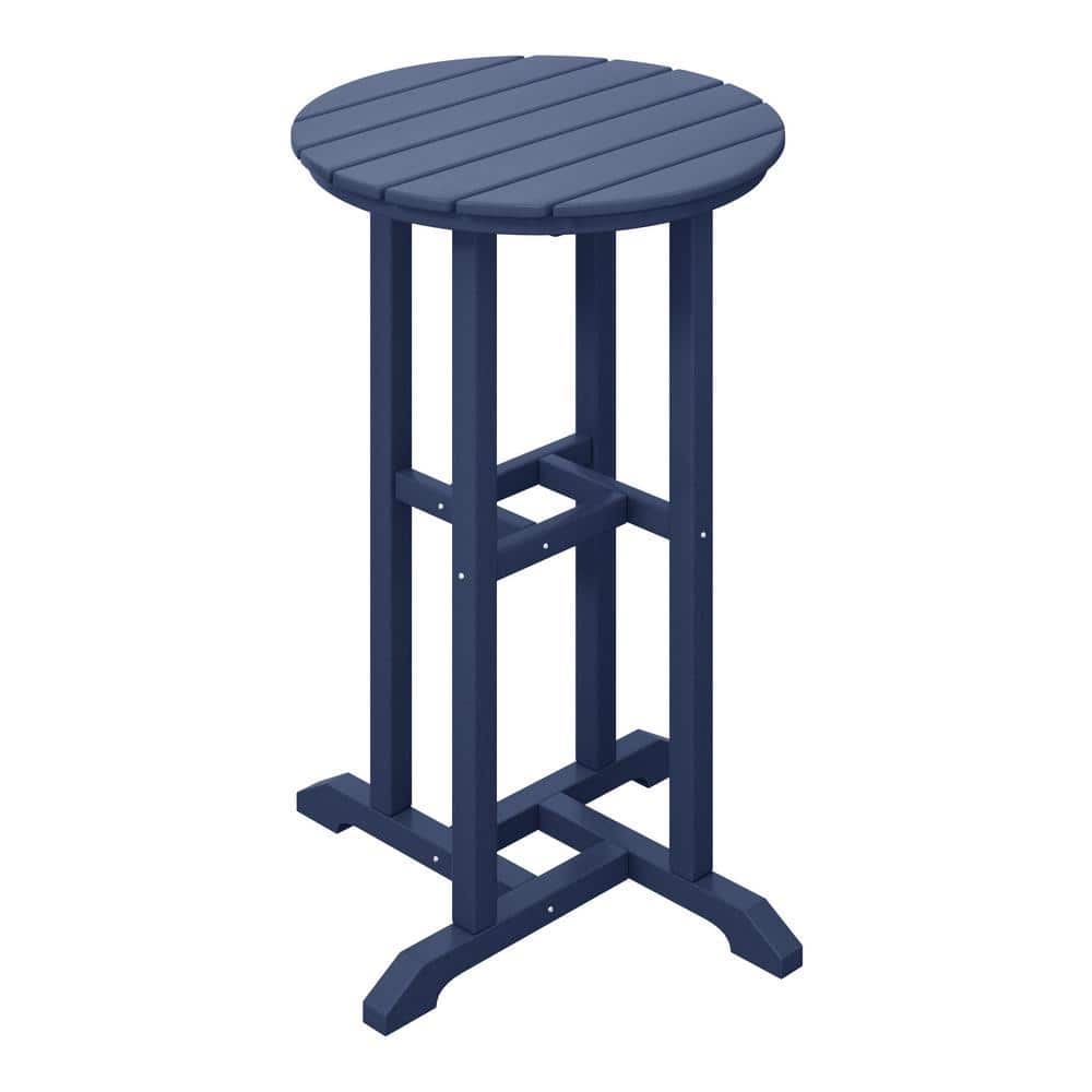 Laguna 24 in. Round Outdoor Dining HDPE Plastic Counter Height Bistro Table in Navy Blue price history on PriceWatchPro