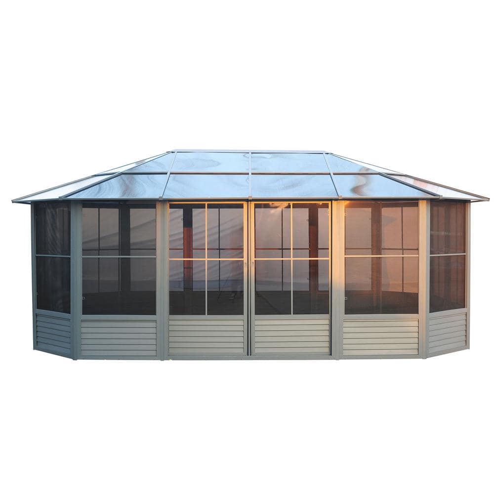 Florence Gray Aluminum and Polycarbonate Outdoor Solarium
