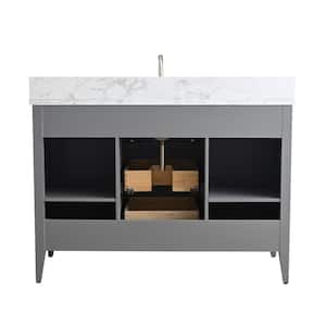 48 in. W x 22 in. D x 34 in. H Single Sink Bathroom Vanity Cabinet in Cashmere Gray with Engineered Marble Top