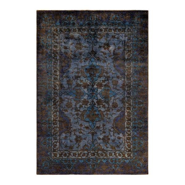 Chloe & Olivia Home Overdyed Blue 6 ft. x 9 ft. Solid Wool Indoor Area Rug