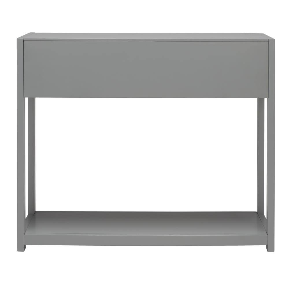 Amish Gray Matte Finish Console Table with Dual Storage Drawers