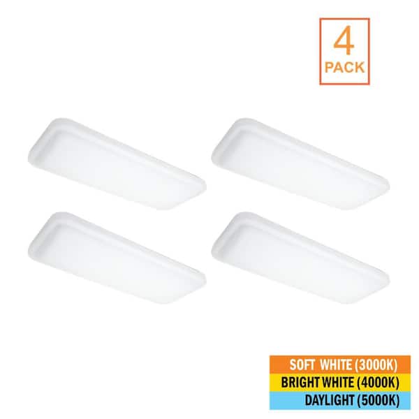 Commercial Electric 4-Pack 24 in. x 10 in. Classic White LED Flush