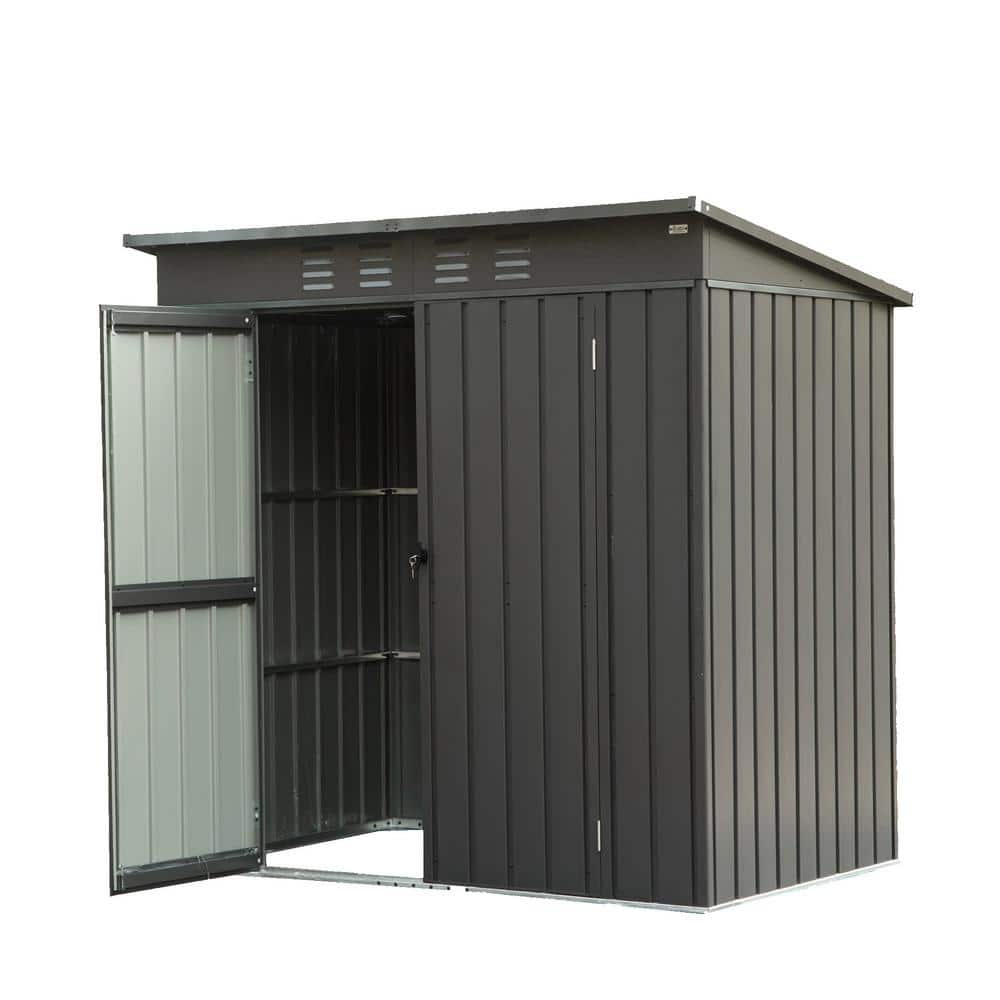 5 ft. W x 3 ft. D Black Metal Sloping Roof Storage Shed with Latches and Lockable Door (15 sq. ft.) price history on PriceWatchPro
