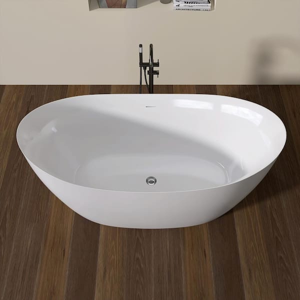 Zeafive Dazy 69 in. x 33 in. Freestanding White Soaking Bathtub