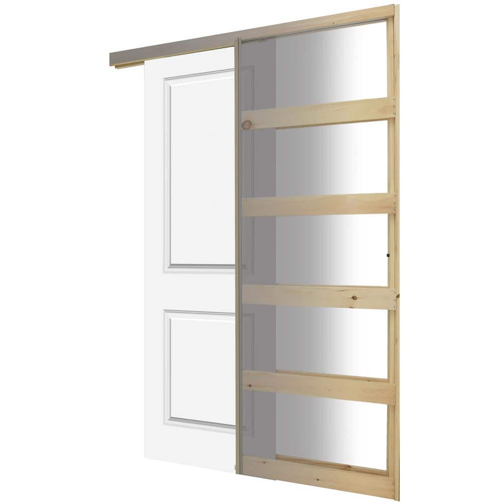 36 in. W. x 80 in. 2P Sq. Top Bore SC White Primed Molded Interior Door Slab with Pocket Door Frame and Hardware Kit price history on PriceWatchPro