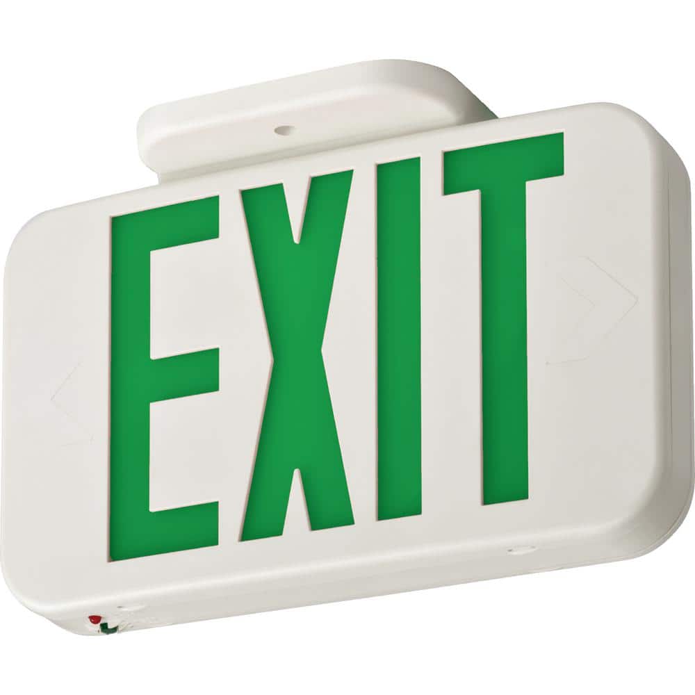 White Hardwired LED Exit Sign with Red and Green Light