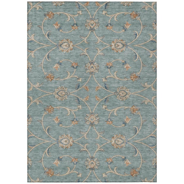 Chantille Machine Washable Indoor/Outdoor Abstract ACN3079 Teal 9 ft. x 12 ft. Area Rug