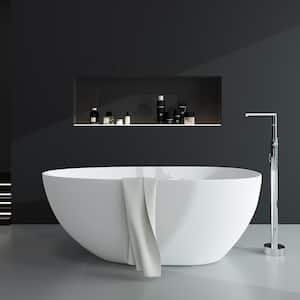 Verna 59 in. x 31 in. Stone Resin Freestanding Soaking Bathtub in White