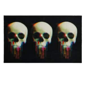 Digital Skulls Black 2 ft. 6 in. x 4 ft. 2 in. Machine Washable Holiday Area Rug