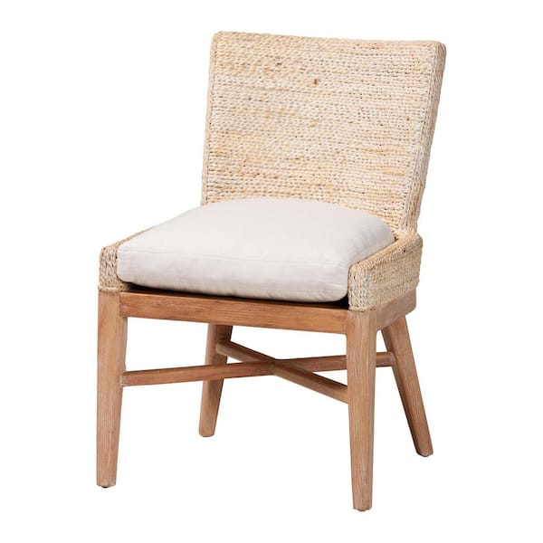 Ridley White Wash Seagrass and Mahogany Wood Dining Chair