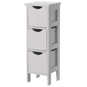 White Wooden Modern FreeStanding Side Storage Tower Cabinet with 3-Drawers