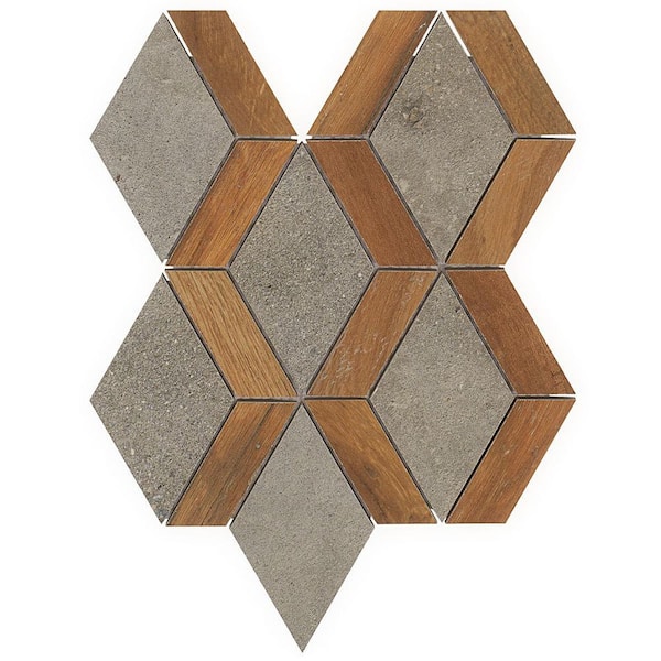 Ivy Hill Tile Everlasting Diamond Oak 4 in. x 0.33 in. Matte Wood Look Porcelain Floor and Wall Mosaic Tile Sample