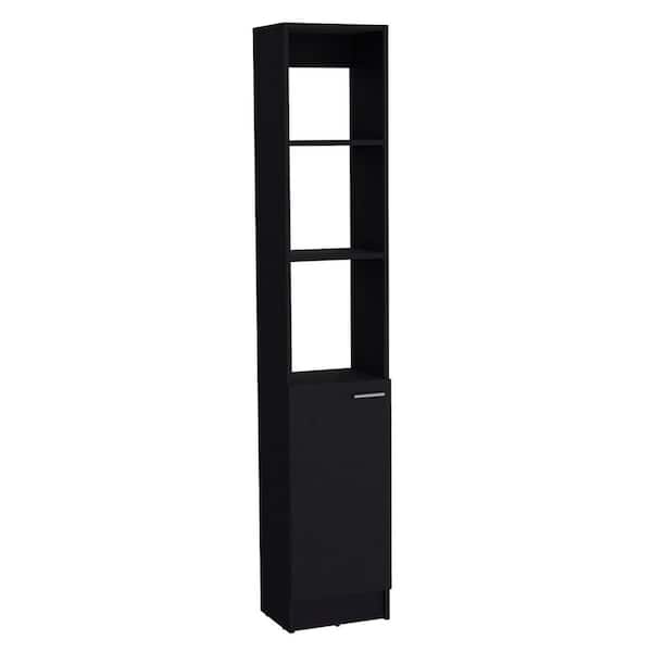 13 in. W x 10.43 in. D x 70.87 in. H Freestanding Black Linen Cabinet with 6-Shelves