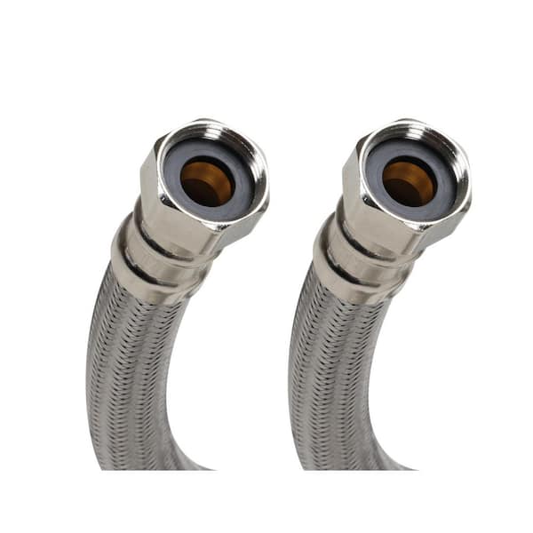 3/4 in. F. I. P. x 3/4 in. F. I. P. x 12 in. L Braided Stainless Steel Water Heater Connector
