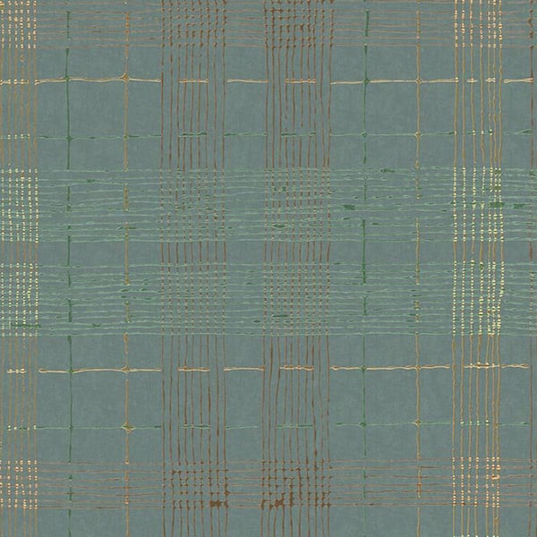 Walls Republic Intersecting Lines Metallic Green & Gold Paper Strippable Roll (Covers 57 sq. ft.)