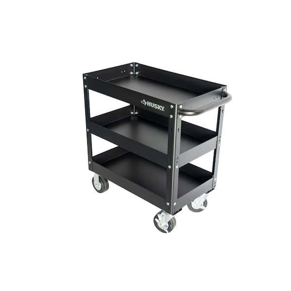 28 in. Wide 17 in. Deep 3 Tier Cart, Gloss Black