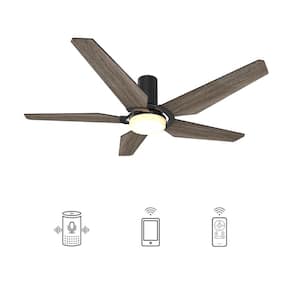 Voyager 52 in. Dimmable LED Indoor/Outdoor Black Smart Ceiling Fan with Light and Remote, Works with Alexa/Google Home