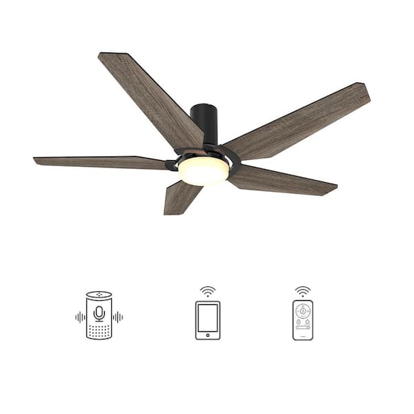 CARRO Voyager 52 in. Dimmable LED Indoor/Outdoor Black Smart Ceiling Fan with Light and Remote, Works with Alexa/Google Home