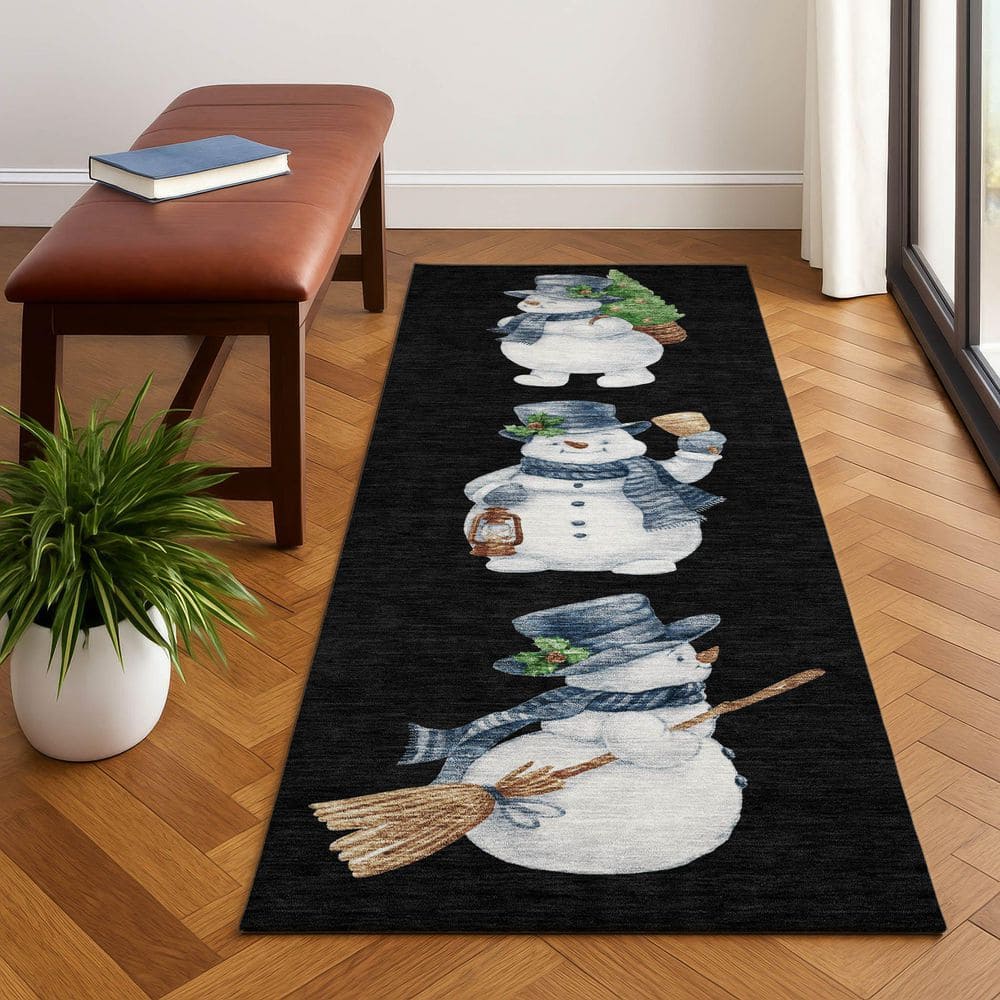 Mayfield Premium Machine Washable Abstract AMF1826 Black 2 ft. 3 in. x 7 ft. 6 in. Runner Rug price history on PriceWatchPro