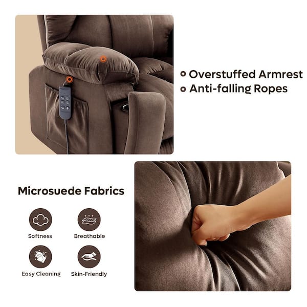 Bestier Set of 2 40.5 in. W Brown Microsuede Oversize Dual Motor